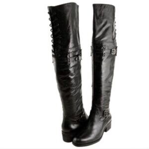 Black Pour La Victoire Black Over the Knee Leather Boots